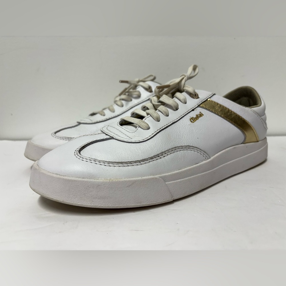 OLUKAI Ha’upu White Gold Leather Lace Up Sneakers Women’s Size 10